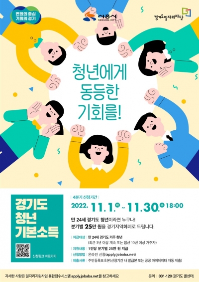 2022년 ‘경기도 청년기본소득’, 11월 1일부터 4분기 접수